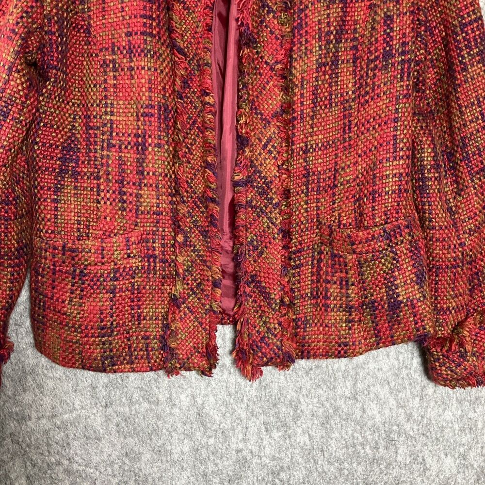 Coldwater Creek Jacket Womens Medium Red Pockets Wool Blend Open Front Capsule - Picture 3 of 10